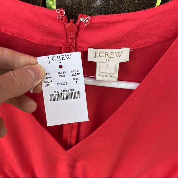 J. Crew Tie Front Cotton Romper In Red Poplin NWT Sz 2 - Picture 3 of 16